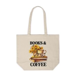 Books and Coffee Custom Canvas Tote Bag